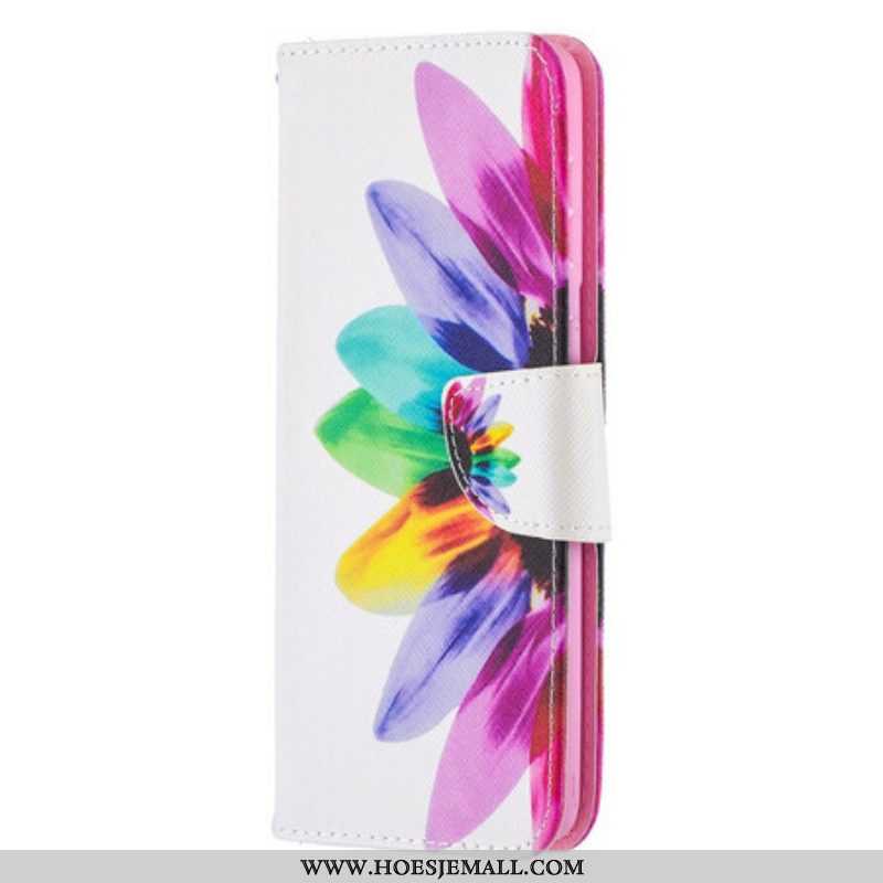 Leren Hoesje voor Samsung Galaxy S21 Plus 5G Waterverf Bloem