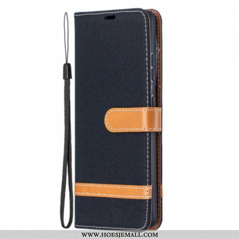 Folio-hoesje voor Samsung Galaxy S21 Ultra 5G Met Ketting Band Van Stof En Leereffect