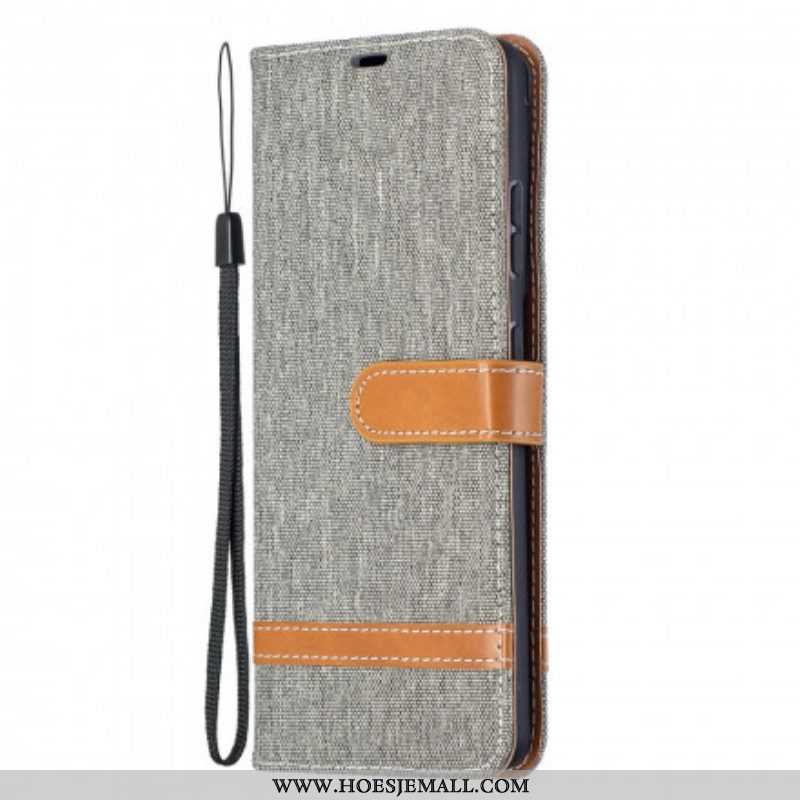 Folio-hoesje voor Samsung Galaxy S21 Ultra 5G Met Ketting Band Van Stof En Leereffect