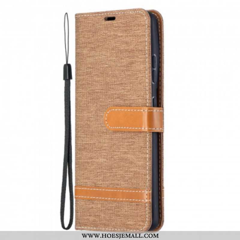 Folio-hoesje voor Samsung Galaxy S21 Ultra 5G Met Ketting Band Van Stof En Leereffect