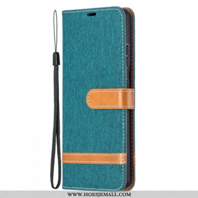 Folio-hoesje voor Samsung Galaxy S21 Ultra 5G Met Ketting Band Van Stof En Leereffect