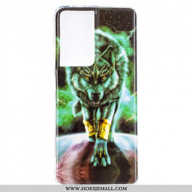 Hoesje voor Samsung Galaxy S21 Ultra 5G Fluorescerende Wolf-serie