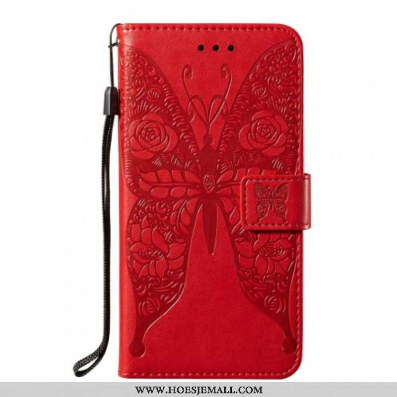 Folio-hoesje voor Samsung Galaxy S21 Ultra 5G Vlinders Bloemenpatroon