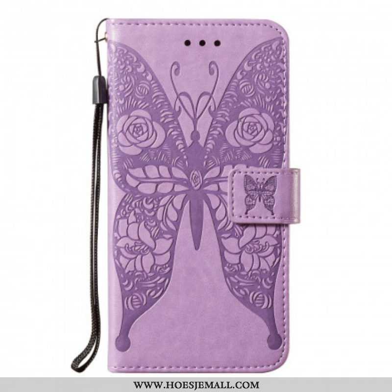 Folio-hoesje voor Samsung Galaxy S21 Ultra 5G Vlinders Bloemenpatroon