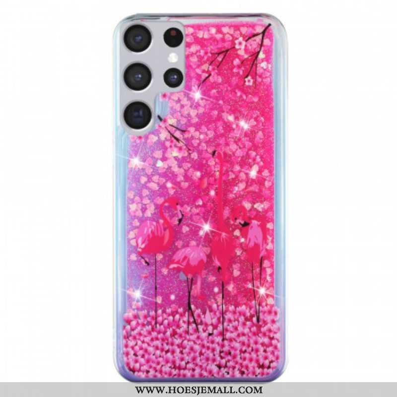 Hoesje voor Samsung Galaxy S21 Ultra 5G Flamingo Pailletten