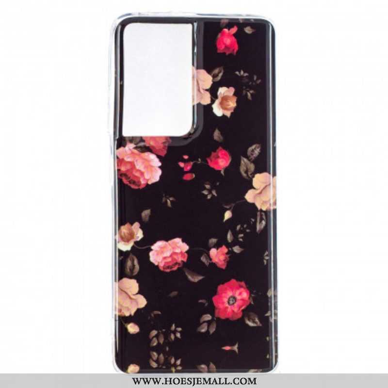 Hoesje voor Samsung Galaxy S21 Ultra 5G Fluorescerende Bloemenserie