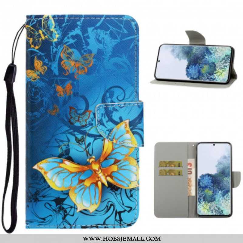 Folio-hoesje voor Samsung Galaxy S21 Ultra 5G Met Ketting Vlinderbandvariaties