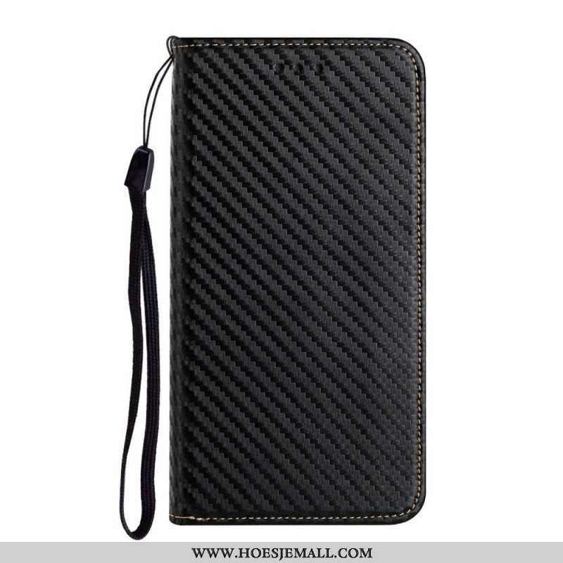 Bescherming Hoesje voor Samsung Galaxy S21 Ultra 5G Met Ketting Folio-hoesje Band Van Koolstofvezel