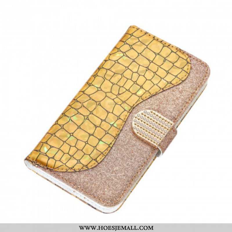 Folio-hoesje voor Samsung Galaxy S21 Ultra 5G Krokodil Diamanten