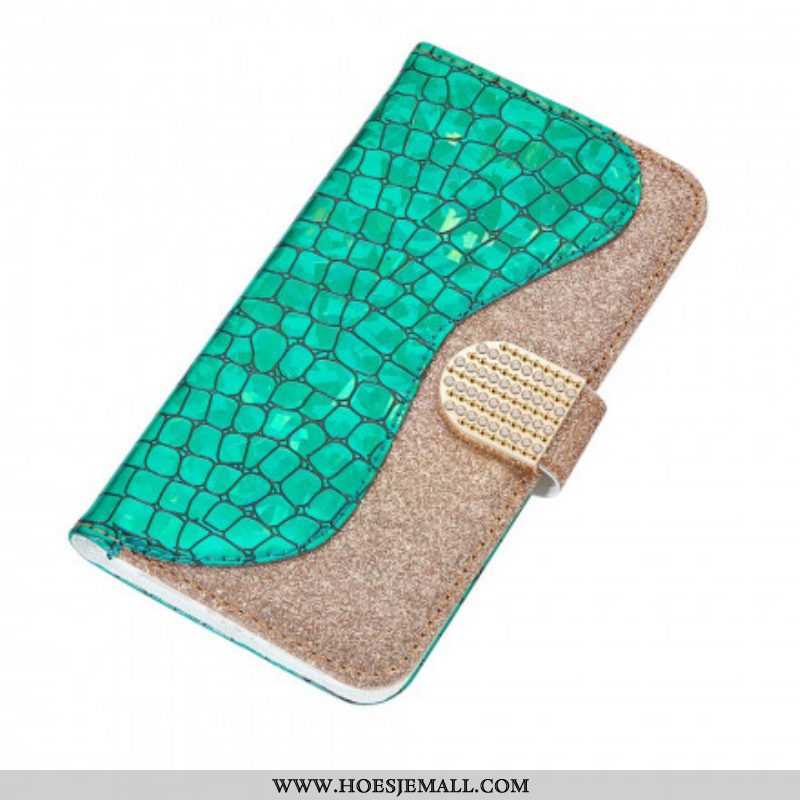 Folio-hoesje voor Samsung Galaxy S21 Ultra 5G Krokodil Diamanten