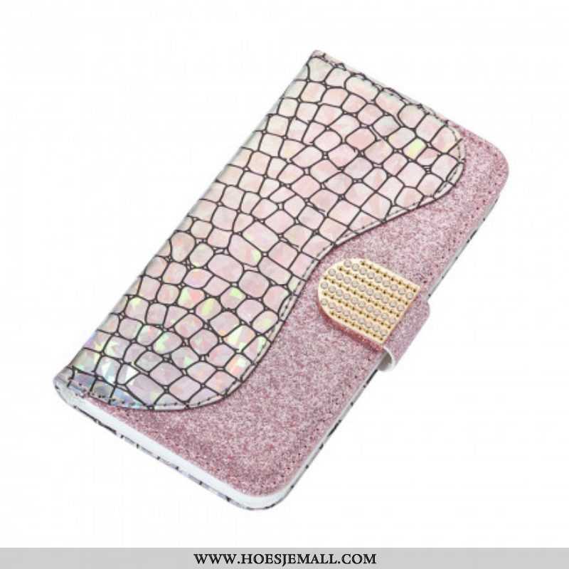 Folio-hoesje voor Samsung Galaxy S21 Ultra 5G Krokodil Diamanten