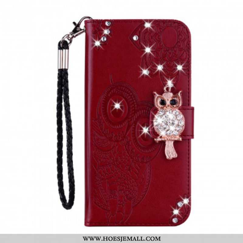 Folio-hoesje voor Samsung Galaxy S21 Ultra 5G Uil Mandala En Charme