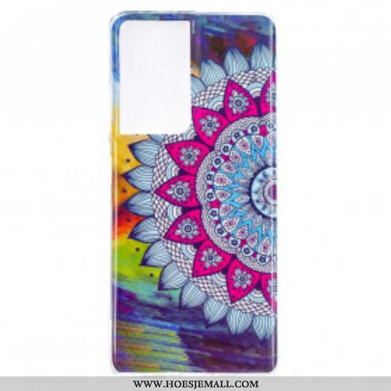 Hoesje voor Samsung Galaxy S21 Ultra 5G Fluorescerende Kleurrijke Mandala