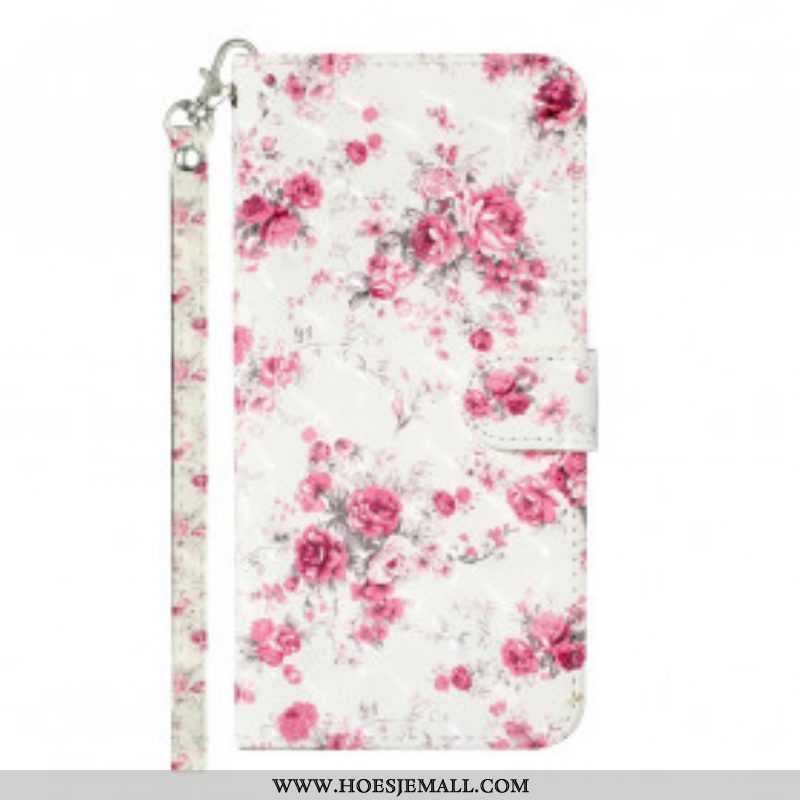 Folio-hoesje voor Samsung Galaxy S21 Ultra 5G Met Ketting Band Lichtvlek Bloemen