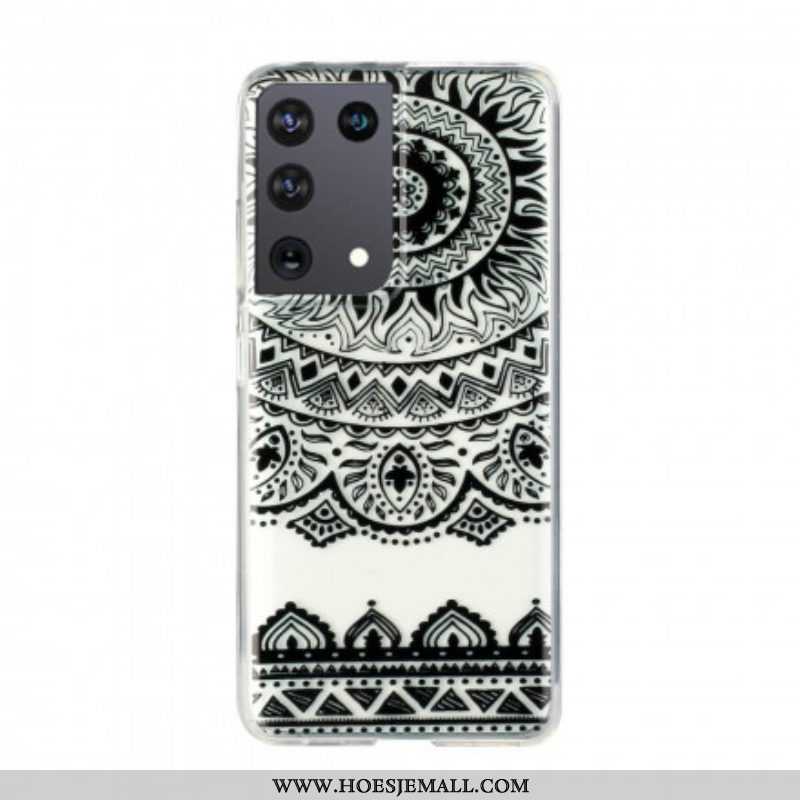 Hoesje voor Samsung Galaxy S21 Ultra 5G Naadloze Bloemmandala