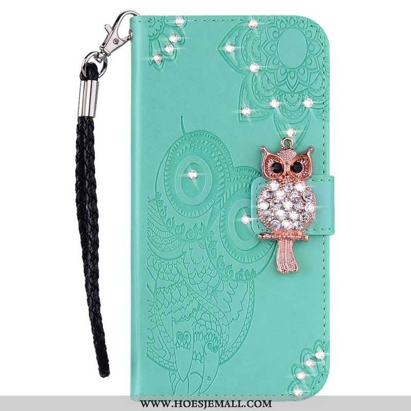 Folio-hoesje voor Samsung Galaxy S22 5G Uil Mandala En Charme