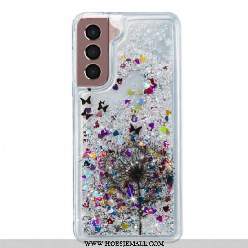 Hoesje voor Samsung Galaxy S22 5G Glitter Paardebloemen