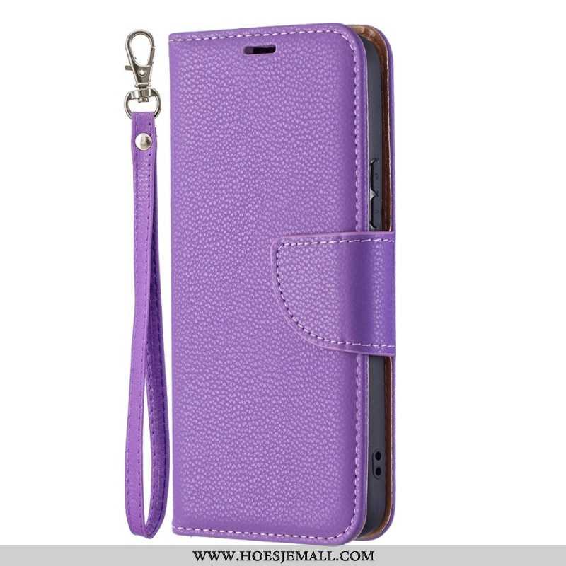 Leren Hoesje voor Samsung Galaxy S22 5G Folio-hoesje Lychee Rabat Schuin