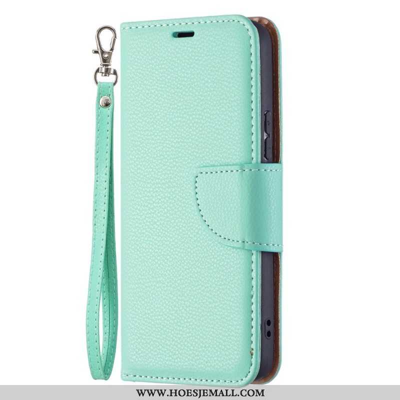 Leren Hoesje voor Samsung Galaxy S22 5G Folio-hoesje Lychee Rabat Schuin