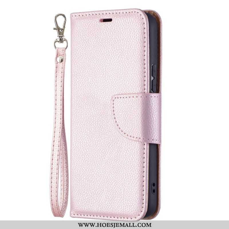 Leren Hoesje voor Samsung Galaxy S22 5G Folio-hoesje Lychee Rabat Schuin