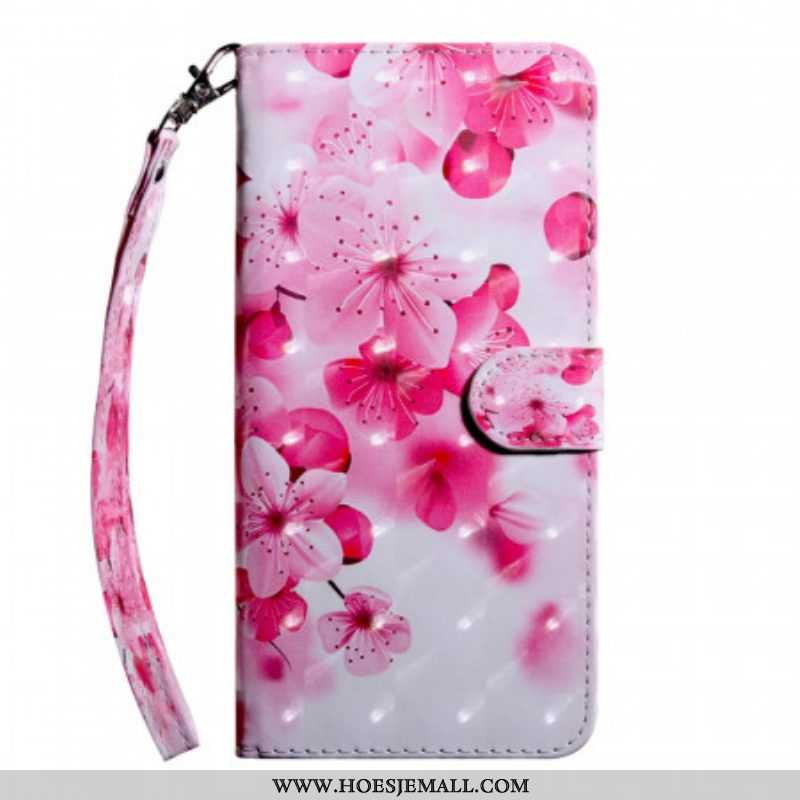 Leren Hoesje voor Samsung Galaxy S22 5G Roze Bloemen