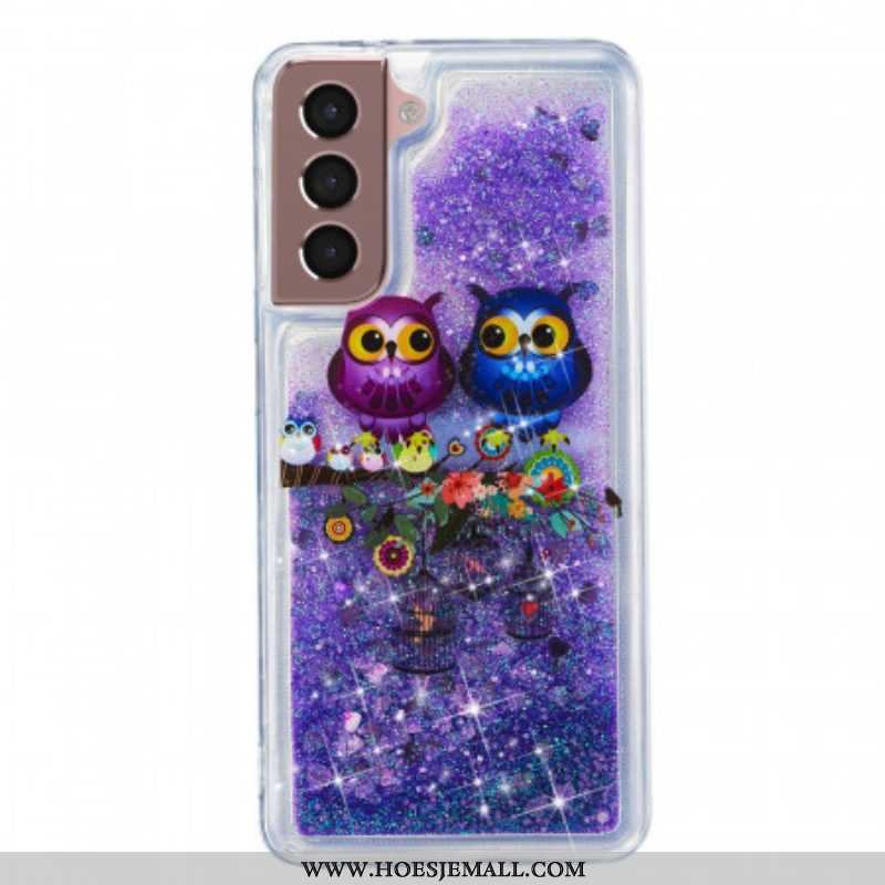 Hoesje voor Samsung Galaxy S22 5G Glitter Uilen