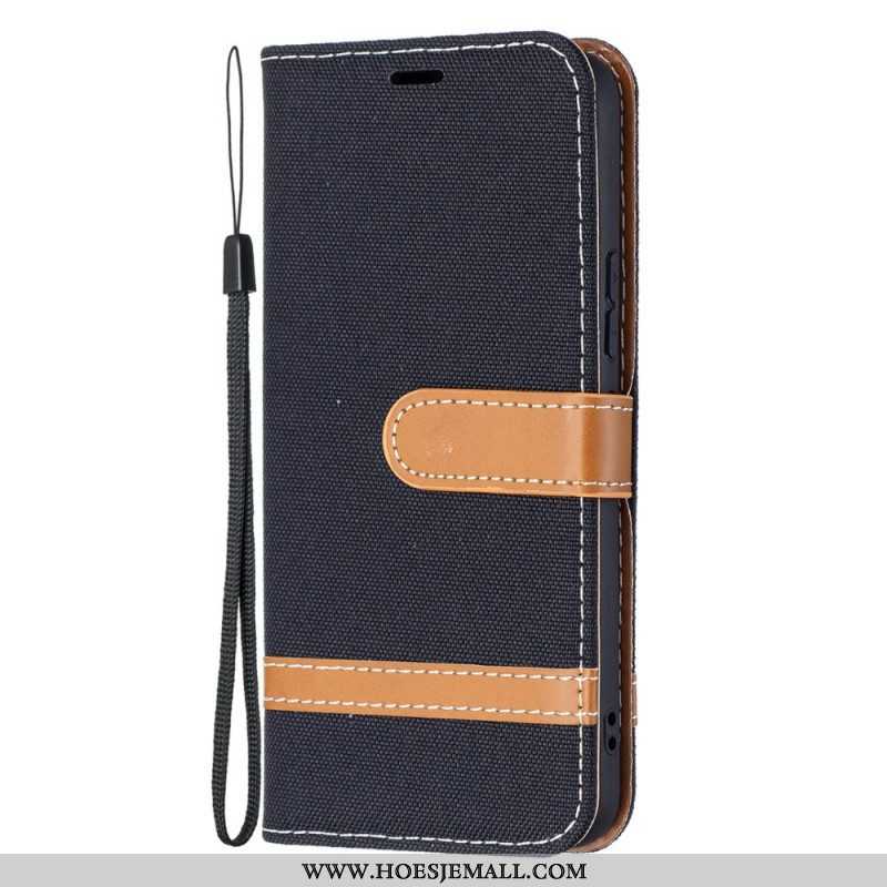 Leren Hoesje voor Samsung Galaxy S22 5G Met Ketting Band Van Stof En Leereffect