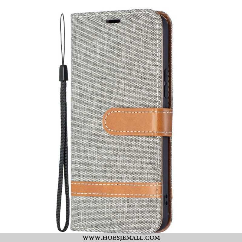 Leren Hoesje voor Samsung Galaxy S22 5G Met Ketting Band Van Stof En Leereffect