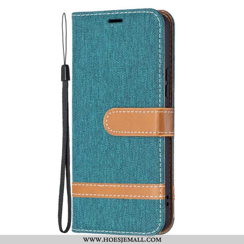 Leren Hoesje voor Samsung Galaxy S22 5G Met Ketting Band Van Stof En Leereffect