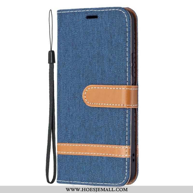 Leren Hoesje voor Samsung Galaxy S22 5G Met Ketting Band Van Stof En Leereffect