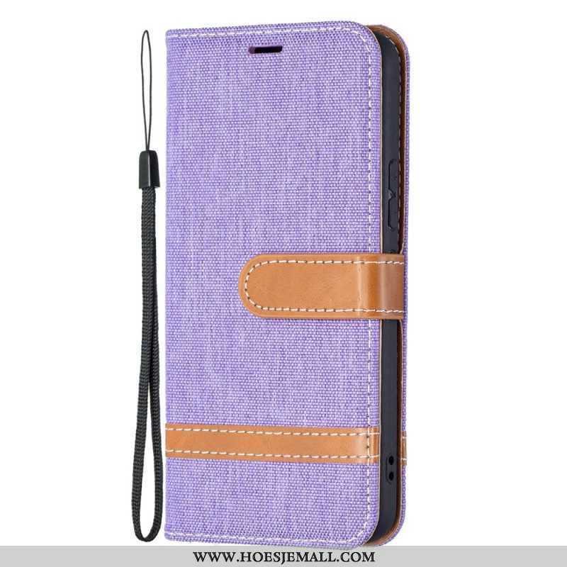 Leren Hoesje voor Samsung Galaxy S22 5G Met Ketting Band Van Stof En Leereffect