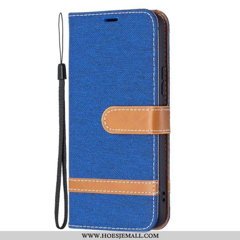 Leren Hoesje voor Samsung Galaxy S22 5G Met Ketting Band Van Stof En Leereffect