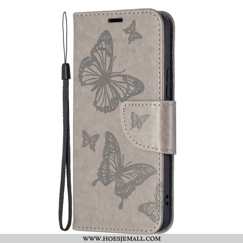 Folio-hoesje voor Samsung Galaxy S22 5G Vlinders Tijdens De Vlucht Met Lanyard