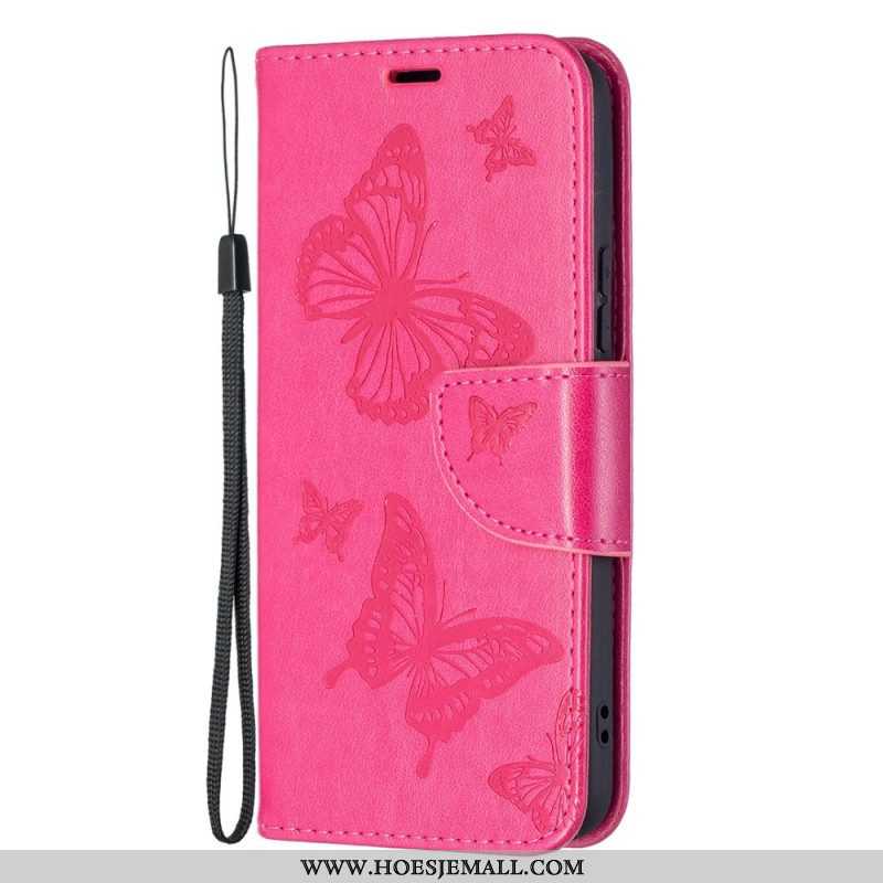 Folio-hoesje voor Samsung Galaxy S22 5G Vlinders Tijdens De Vlucht Met Lanyard