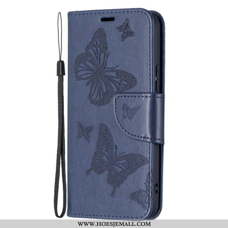 Folio-hoesje voor Samsung Galaxy S22 5G Vlinders Tijdens De Vlucht Met Lanyard