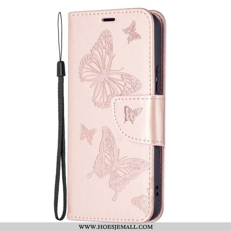 Folio-hoesje voor Samsung Galaxy S22 5G Vlinders Tijdens De Vlucht Met Lanyard