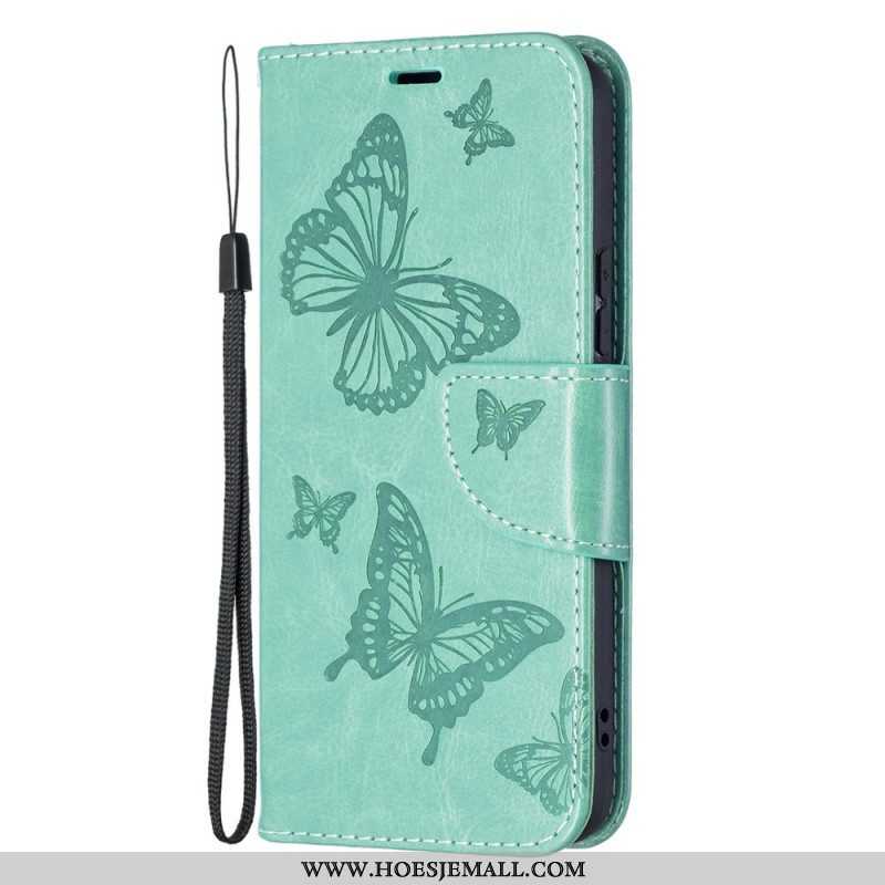 Folio-hoesje voor Samsung Galaxy S22 5G Vlinders Tijdens De Vlucht Met Lanyard