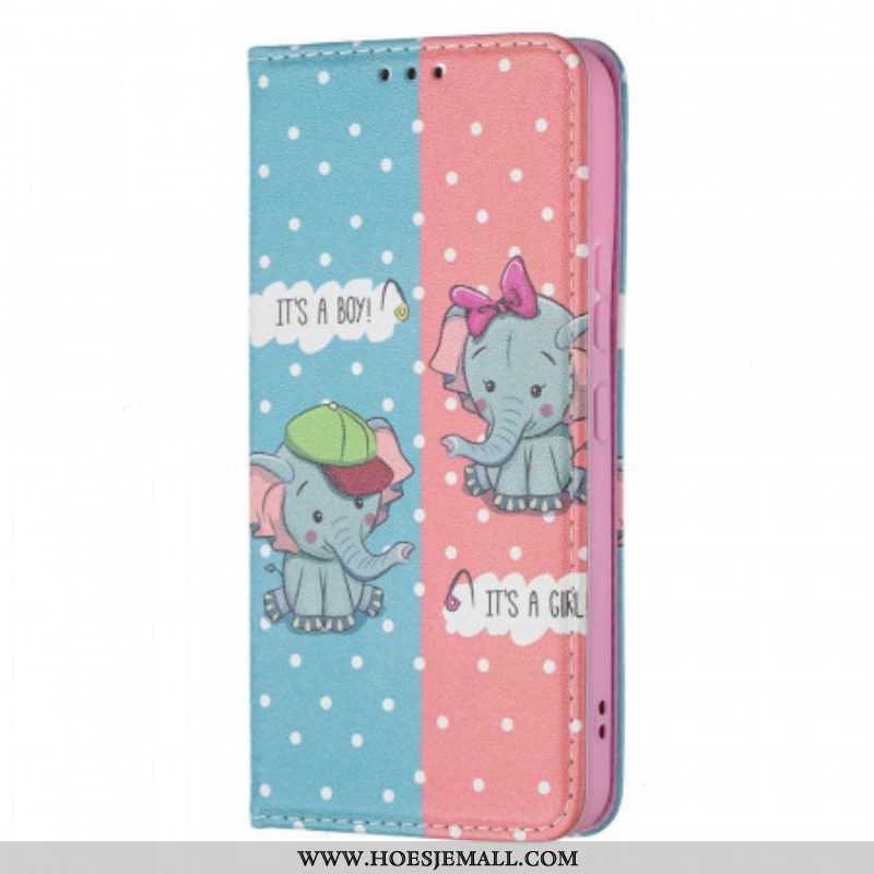 Bescherming Hoesje voor Samsung Galaxy S22 5G Folio-hoesje Baby Olifanten