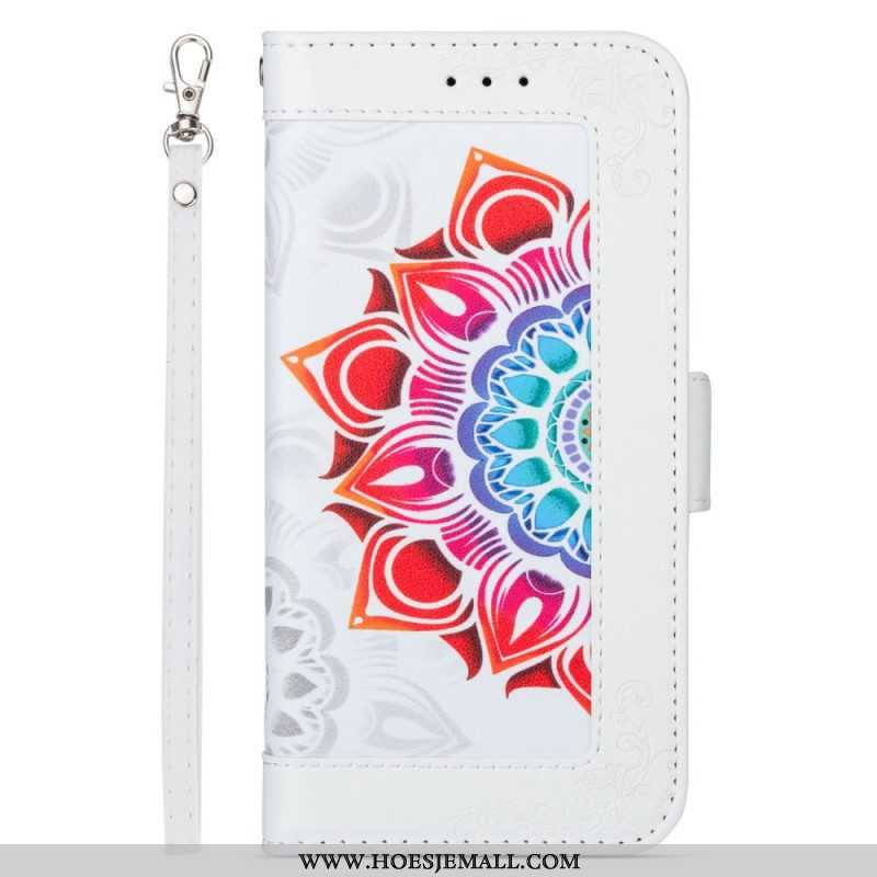 Leren Hoesje voor Samsung Galaxy S22 5G Met Ketting Bandjes Mandala Decoratie