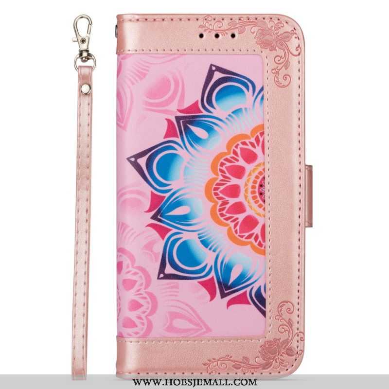 Leren Hoesje voor Samsung Galaxy S22 5G Met Ketting Bandjes Mandala Decoratie