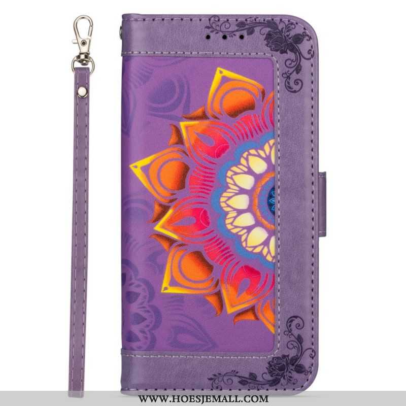 Leren Hoesje voor Samsung Galaxy S22 5G Met Ketting Bandjes Mandala Decoratie