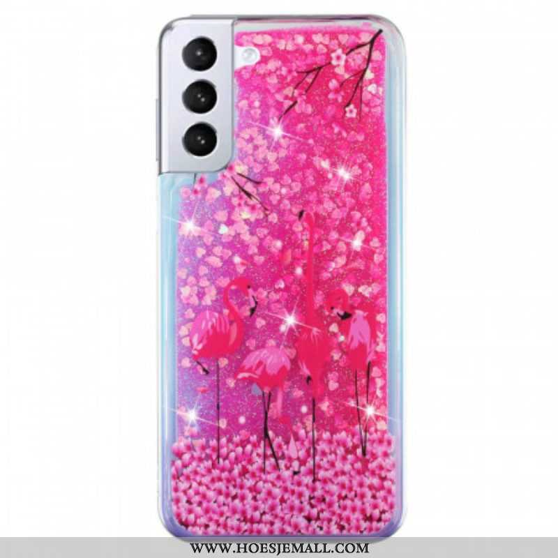 Hoesje voor Samsung Galaxy S22 5G Flamingo Pailletten