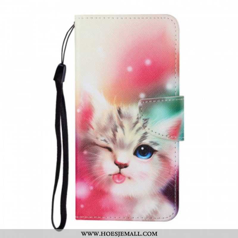 Folio-hoesje voor Samsung Galaxy S22 Plus 5G Koninklijke Kat Met Lanyard