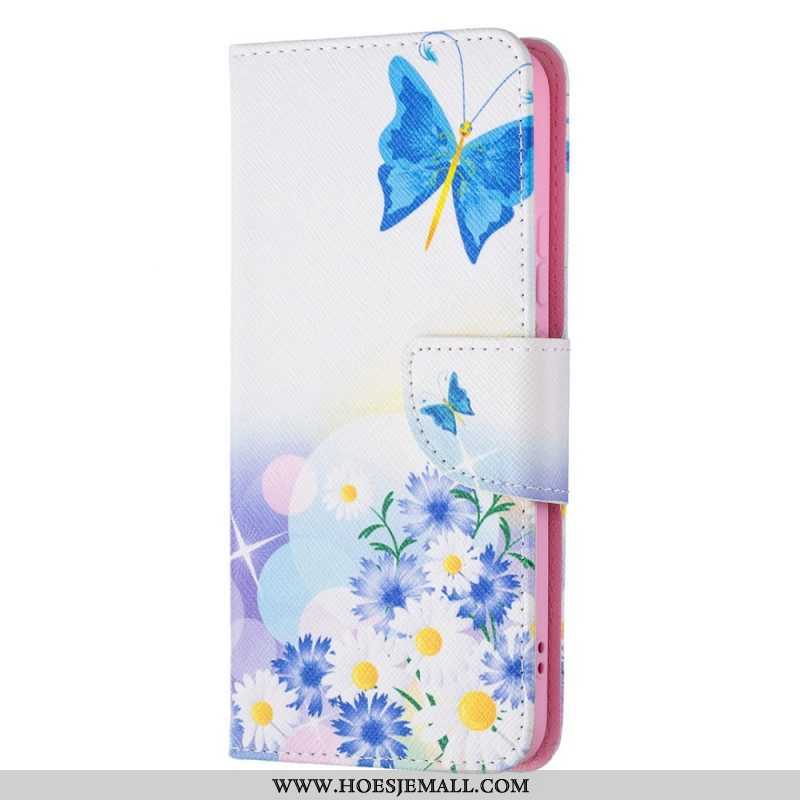 Folio-hoesje voor Samsung Galaxy S22 Plus 5G Geschilderde Vlinders En Bloemen