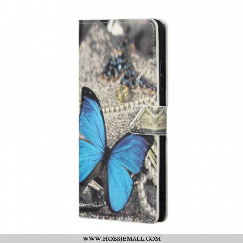 Leren Hoesje voor Samsung Galaxy S22 Plus 5G Vlinder Prestige Blauw