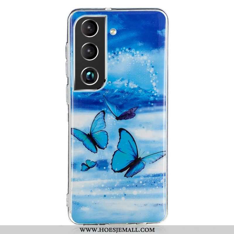 Hoesje voor Samsung Galaxy S22 Plus 5G Fluorescerende Blauwe Vlinders