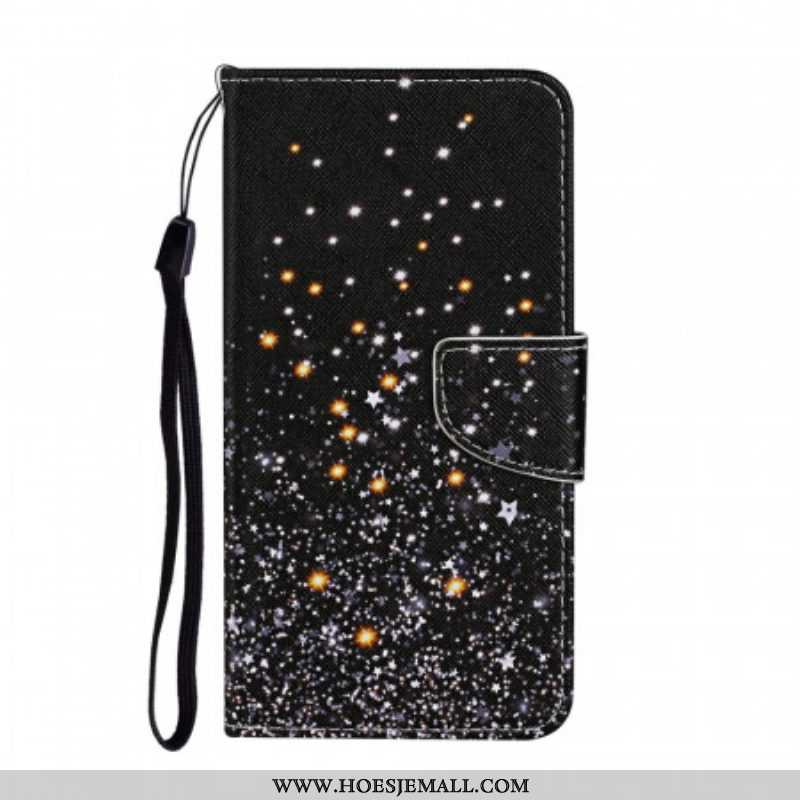 Folio-hoesje voor Samsung Galaxy S22 Plus 5G Sterren En Pailletten Met Lanyard