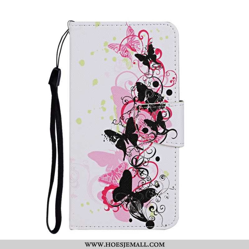 Folio-hoesje voor Samsung Galaxy S22 Plus 5G Vlinders En Lanyard