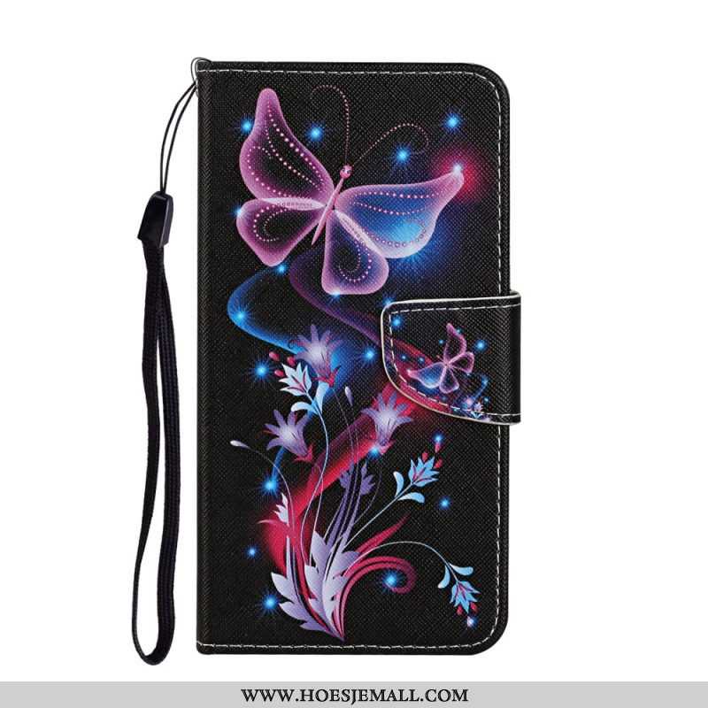 Folio-hoesje voor Samsung Galaxy S22 Plus 5G Vlinders En Lanyard