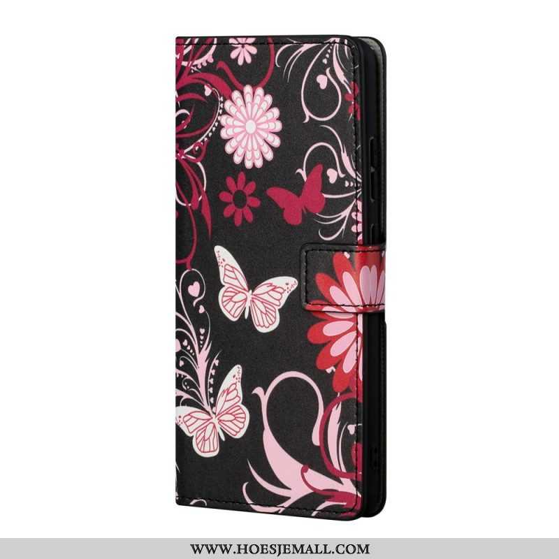 Folio-hoesje voor Samsung Galaxy S22 Plus 5G Vlinders En Bloemen